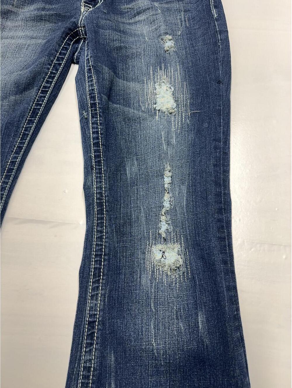 Dollhouse RK-2242 Distressed Bootcut Jeans Juniors Size 9 Stretch Medium Wash - Picture 2 of 12